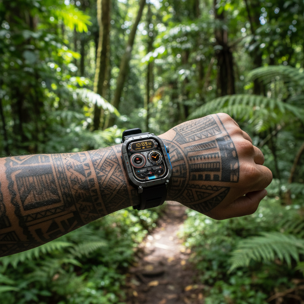 REMAX WATCH30 with Marquesan Tattoo in Tropical Forest